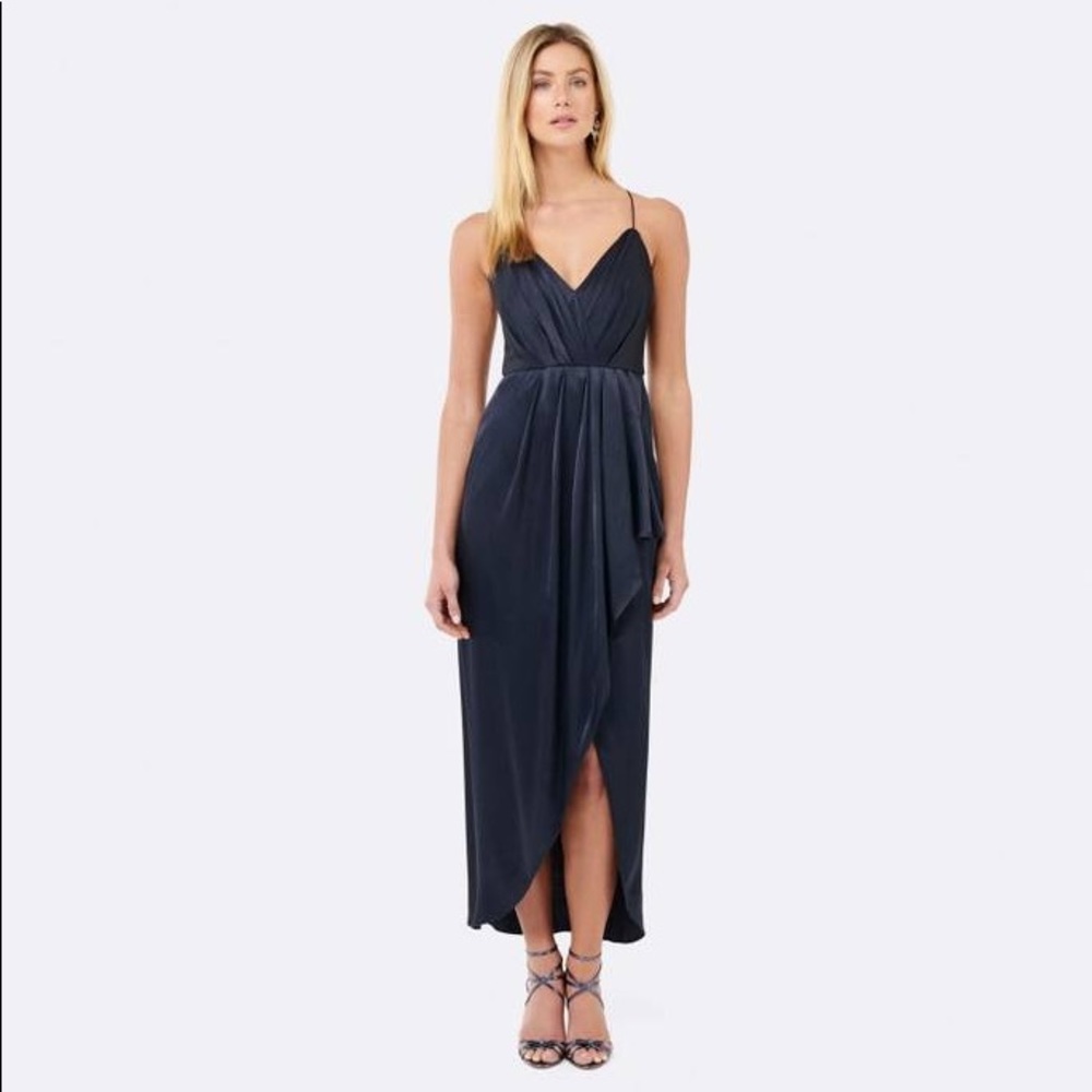 EVERNEW navy satiny dress